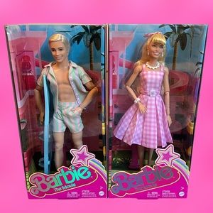 NEW Barbie The Movie Barbie & Ken Dolls Set Gingham Dress Surf Collectible 2023